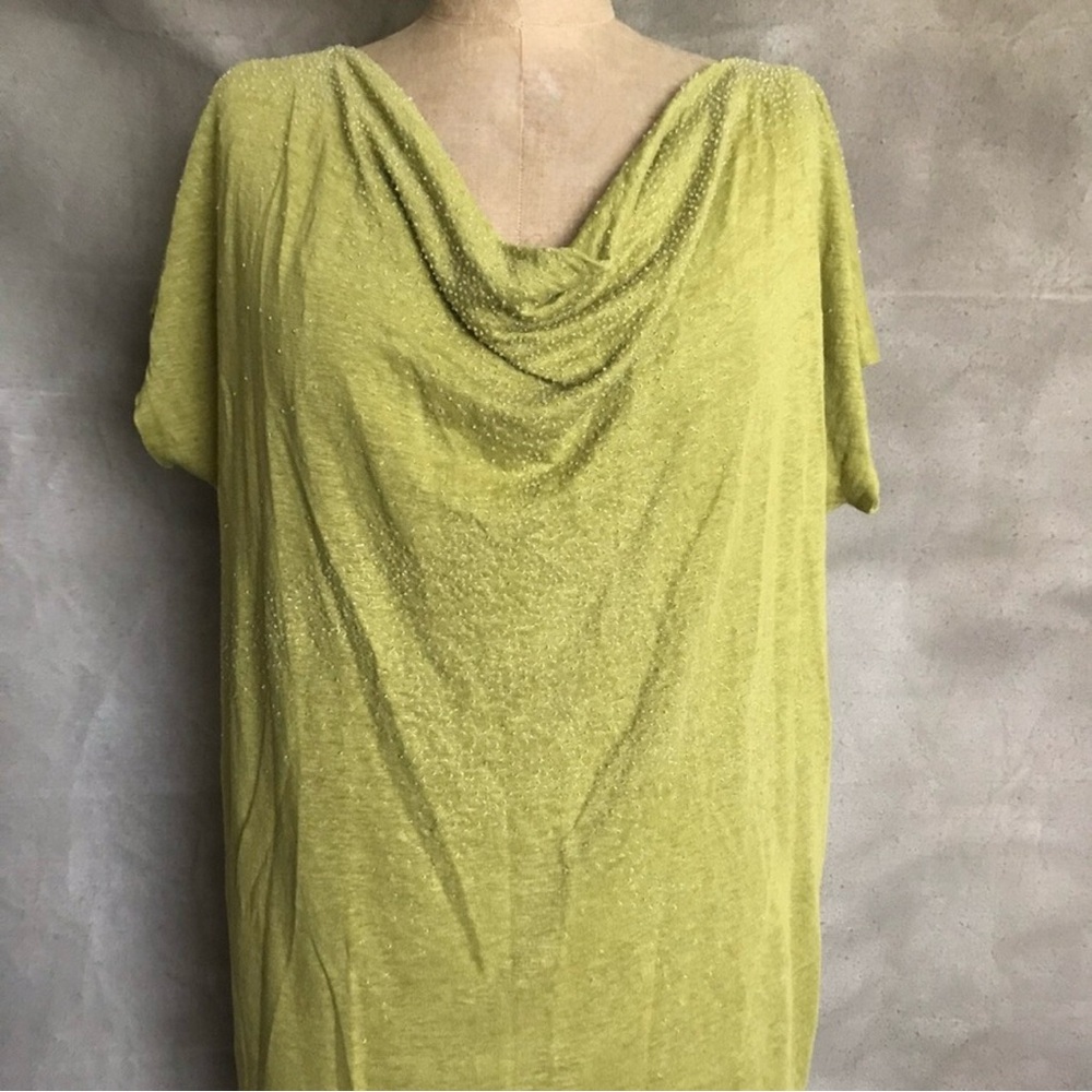 Eileen Fisher Chartreuse Drape Neck Blouse